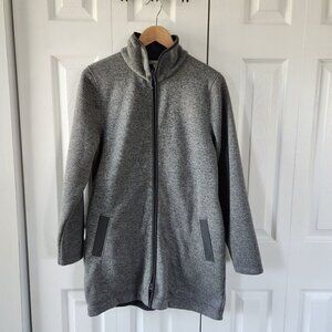 Port Authority Gray Long Sleeve Fleece Lined Mock Neck Long Jacket
